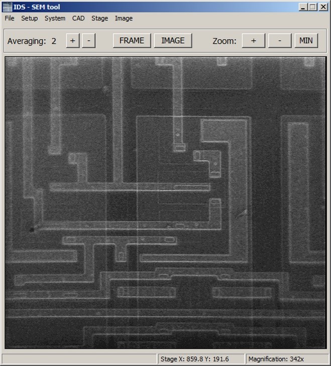 наложения векторного изображения проекта микросхемы на “живое” растровое электронное изображение